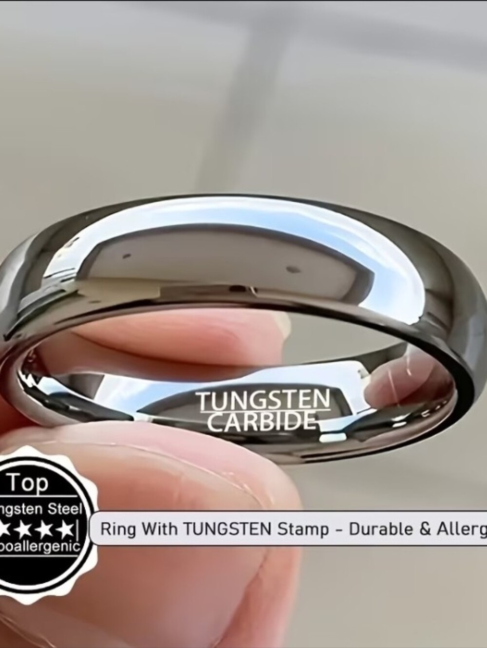New Tungsten Carbide Steel Size 5 Ring, Hypoallergenic With Comfort-fit Finish